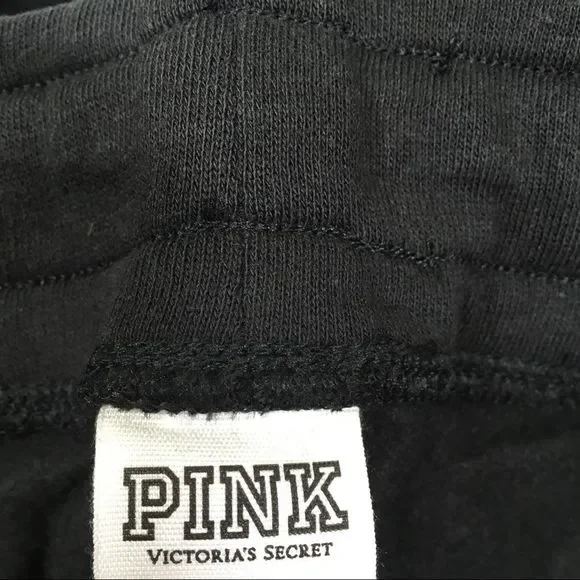 NWT VS PINK EVERYDAY LOUNGE SKINNY JOGGER SWEATPANTS BLACK/RAINBOW LOGO PRINT - Picture 12 of 14